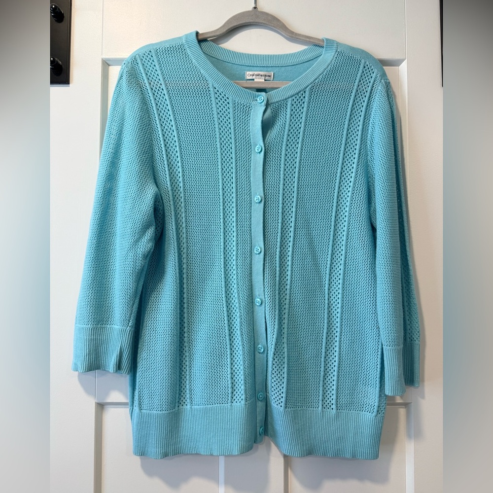Croft & Barrow Light Teal Airy Cardigan Sweater Ladies Size Large